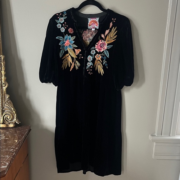 Johnny Was Dresses & Skirts - Johnny Was Black Dress with Floral Embroidery